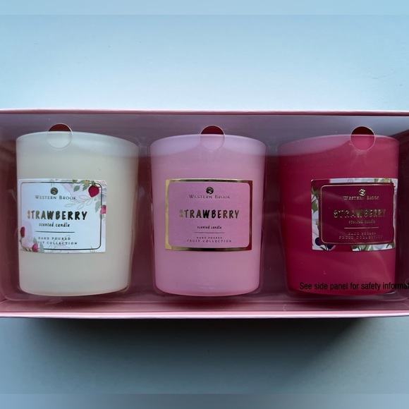 3 Pack Strawberry Scented Candles - Picture 3 of 3